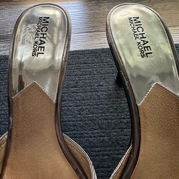 Michael Kors Silver and Tan Mules- Size 10 - Picture 4 of 12